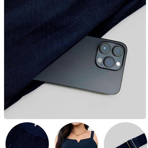 Women's Plus Size Maxi Dress Polyester V-Neck Sleeveless Fitted Pockets - Picture 5 of 7